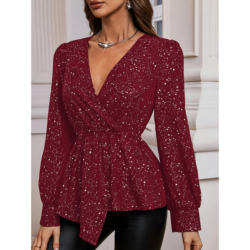Sparkly Tops Shiny Long Sleeve