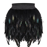 Faux Feather Asymmetrical Mini Skirt