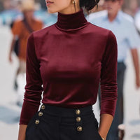 Velvet Turtleneck Base Layer Top