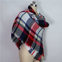 59 X 59in Red Black Women Fall Winter Scarf Plaid Tassel Soft Warm Blanket Scarves Womens Shawl Wraps