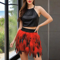 Faux Feather Asymmetrical Mini Skirt
