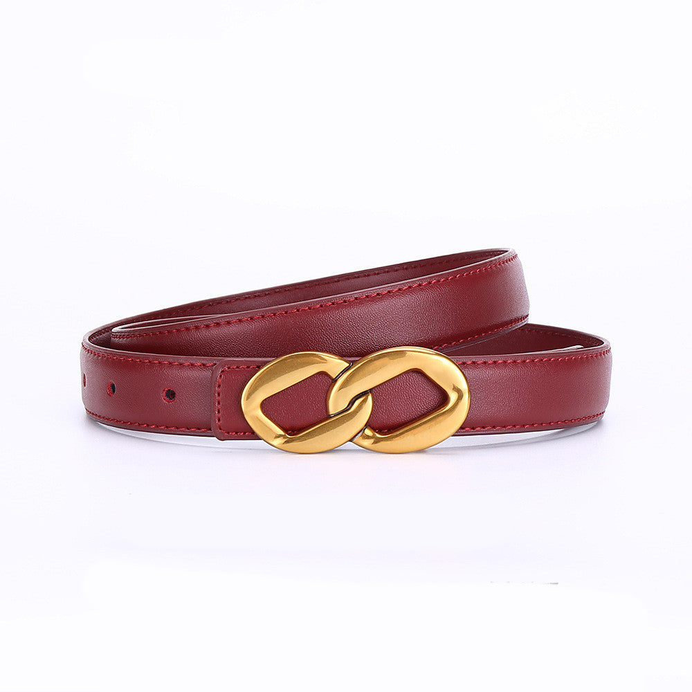 Women's Retro Smooth Buckle Cowhide Belt