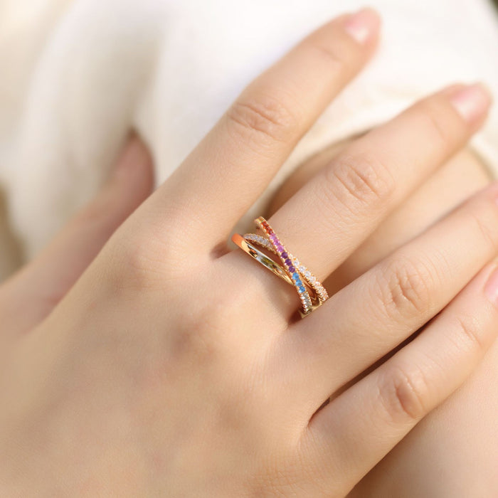 Cross Border Affordable Luxury Three-layer Interlaced Ring