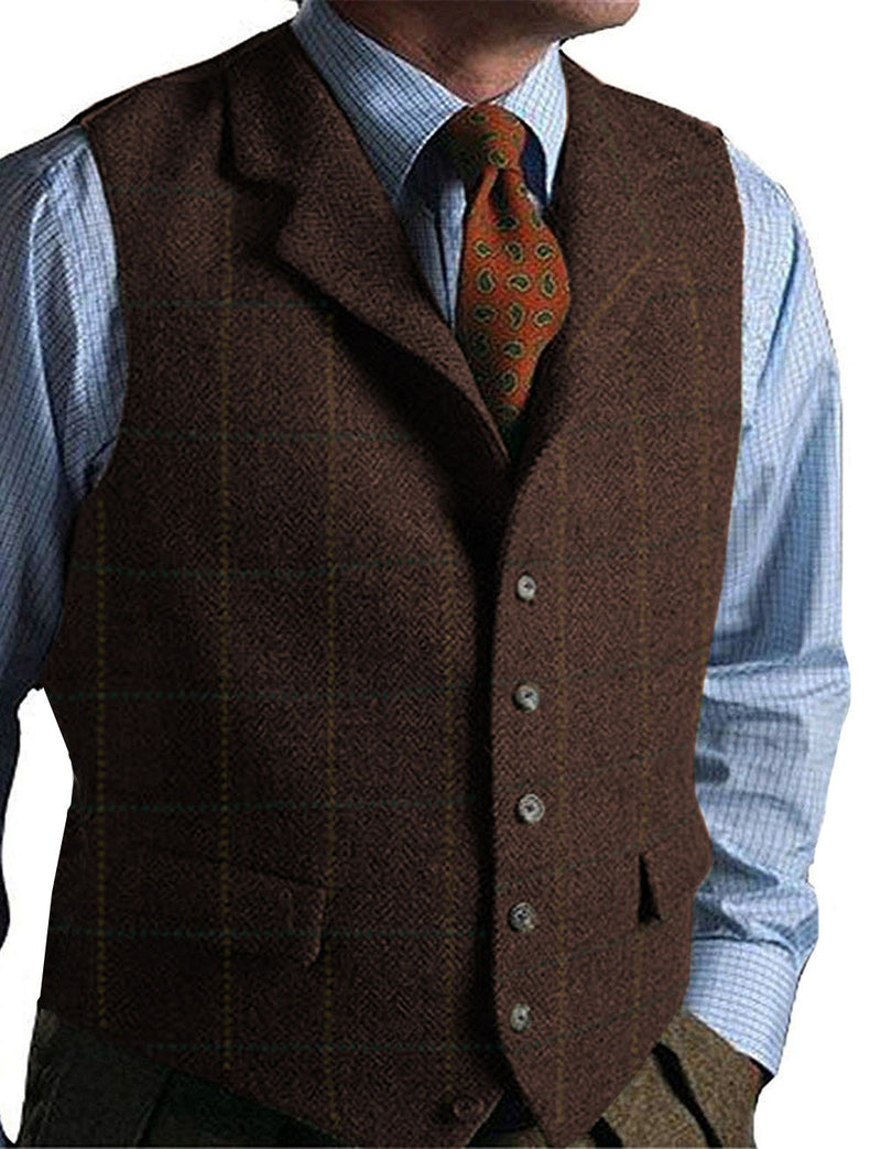 Suits plaid tweed gilet