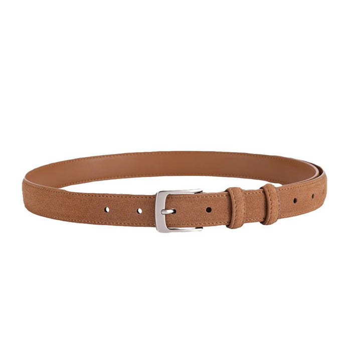 Retro Pin Buckle Suede Cowhide Belt