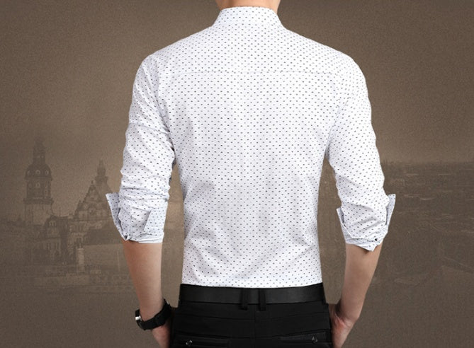Slim-Fit Polka Dot Dress Shirt