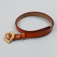 Gold Peach Heart Shape Buckle Leather Belt