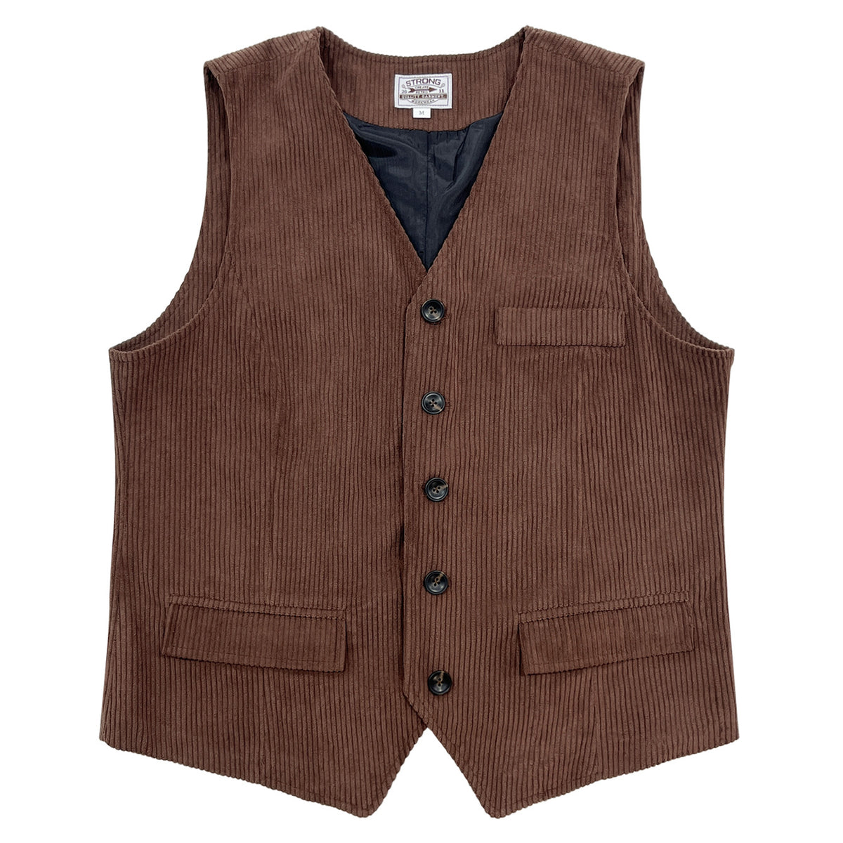 Corduroy Vest With Patchwork Pockets And Outer Jacket