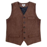 Corduroy Vest With Patchwork Pockets And Outer Jacket