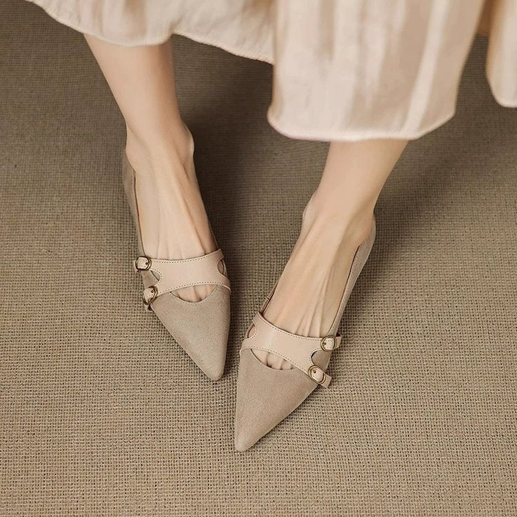 Vintage Pointed-toe Low-cut Flats