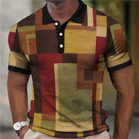 Fashion Polo 3d Splicing Plaid Printing Art Shirts