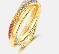 Cross Border Affordable Luxury Three-layer Interlaced Ring