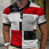 Fashion Polo 3d Splicing Plaid Printing Art Shirts