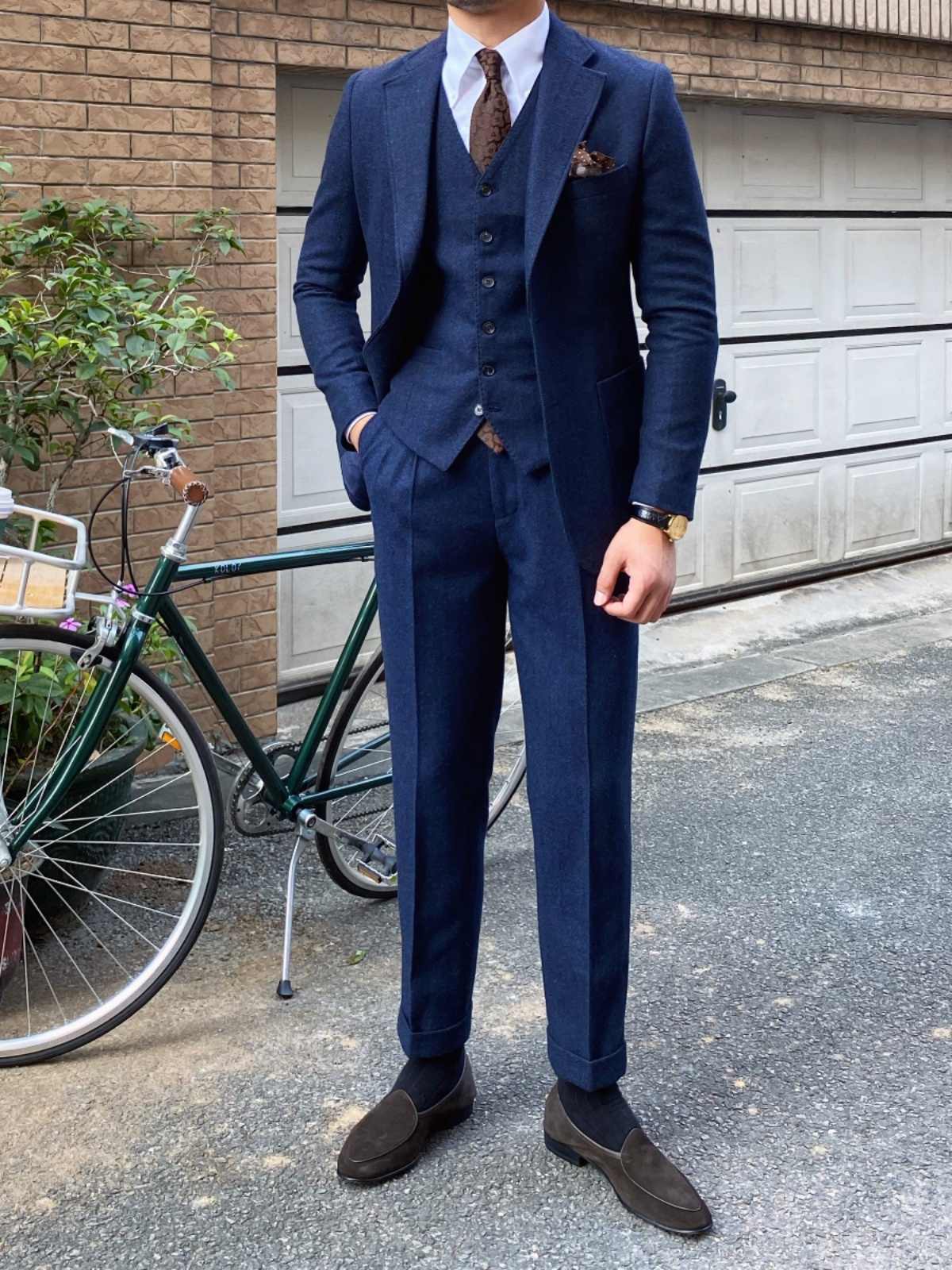 Autumn Winter Retro Herringbone Slim Fit Suits