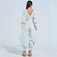 Slim-Fit V-Neck Long-Sleeve Jumpsuit