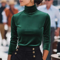 Velvet Turtleneck Base Layer Top