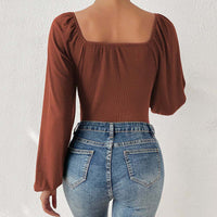 Square Neck Long-Sleeve Jumpsuit