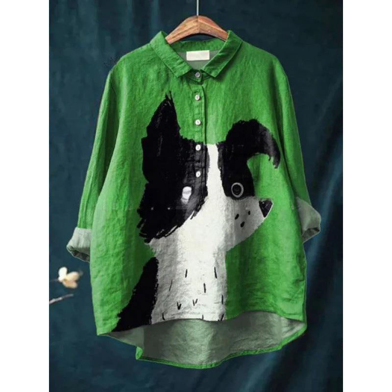 Retro Digital-print Animal Shirt