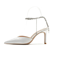 Sharp Pointed Rhinestone Chain High Heels
