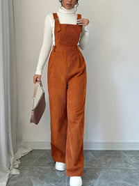 Corduroy Straight-Leg Bib Pants