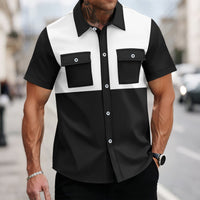 Waffle-Weave Lapel Casual Short-Sleeve
