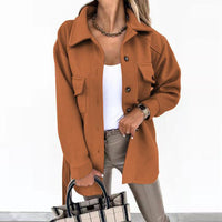 Solid-color Lapel Wool Coat