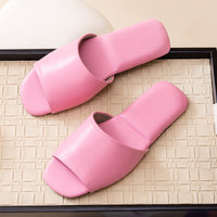 Leather Plain Color Simple Slippers