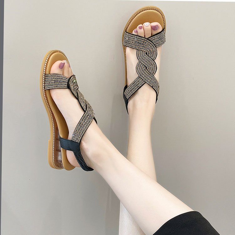 Flat, Wedge-heeled, Slip-on Roman Sandals