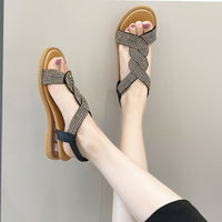 Flat, Wedge-heeled, Slip-on Roman Sandals