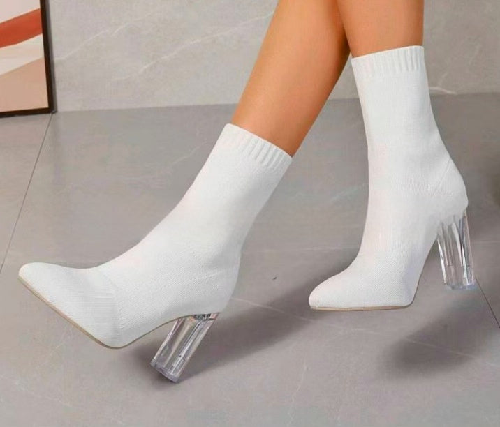 Winter Pointed Toe Chunky Heel Boots