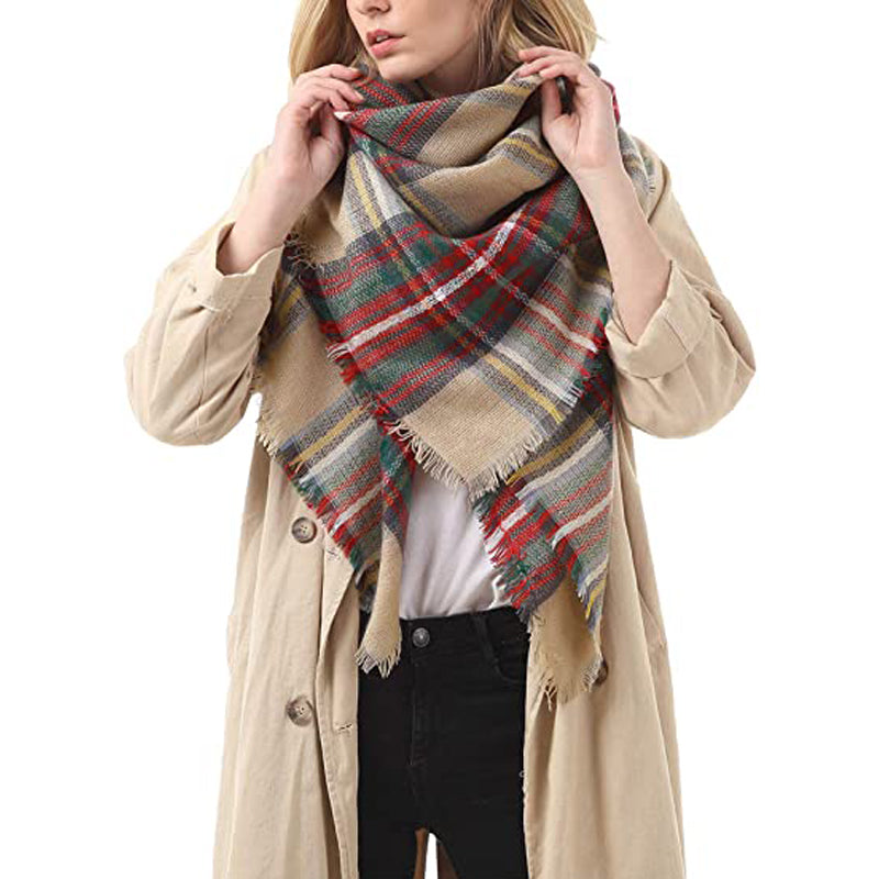 59 X 59in Women Scarf Plaid Tassel Soft Warm Blanket Scarves Womens Shawl Wraps