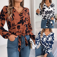 Lace-up Chiffon Blouse Top