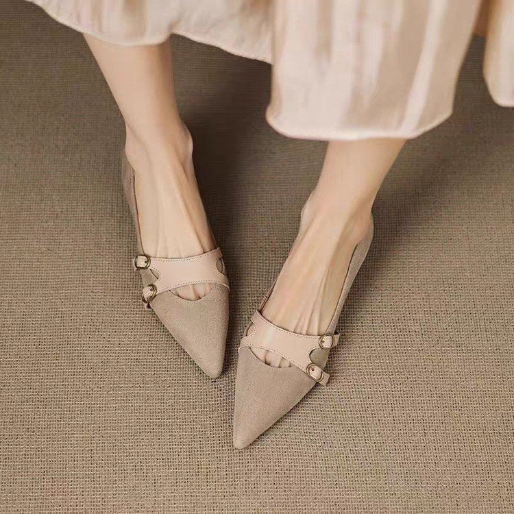 Vintage Pointed-toe Low-cut Flats