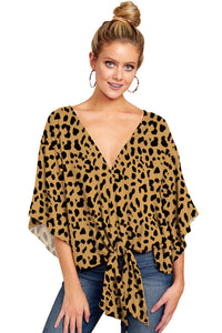 V Neck - Leopard Print Blouse