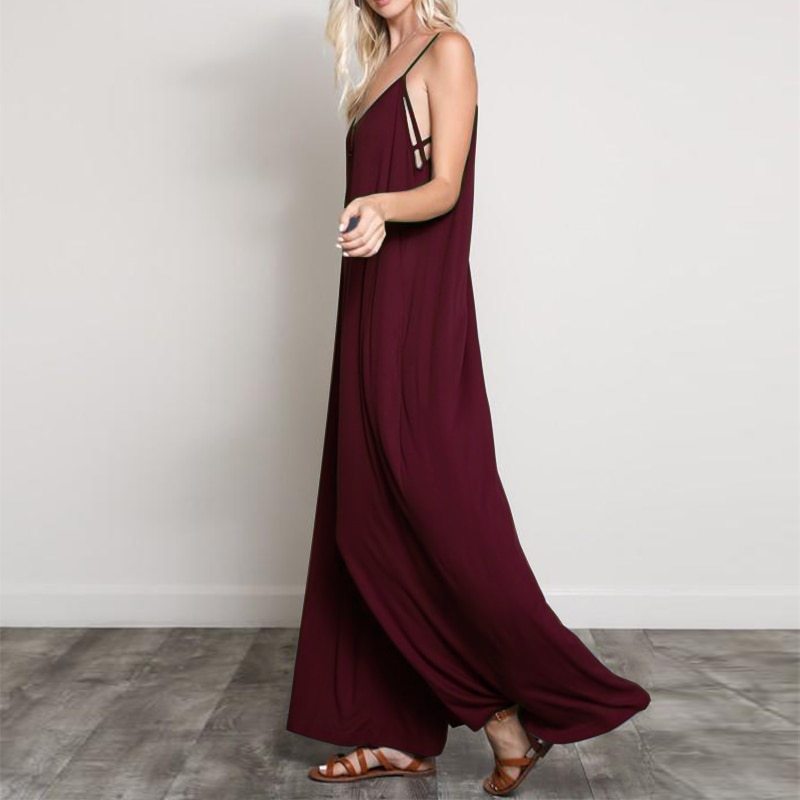 Summer V-Neck Wide-Leg Jumpsuit