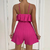 Halterneck Ruffled Cropped Jumpsuit