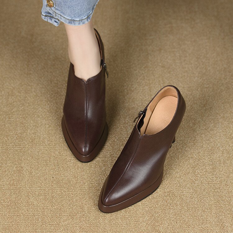 Vintage Deep-Toe Pumps with Zippers