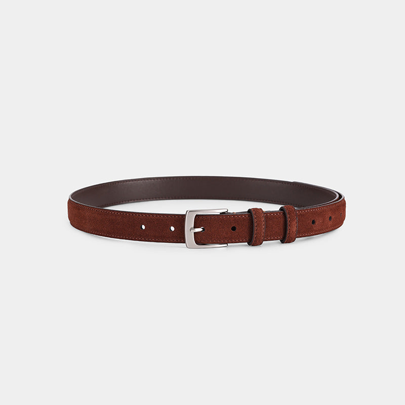 Retro Pin Buckle Suede Cowhide Belt