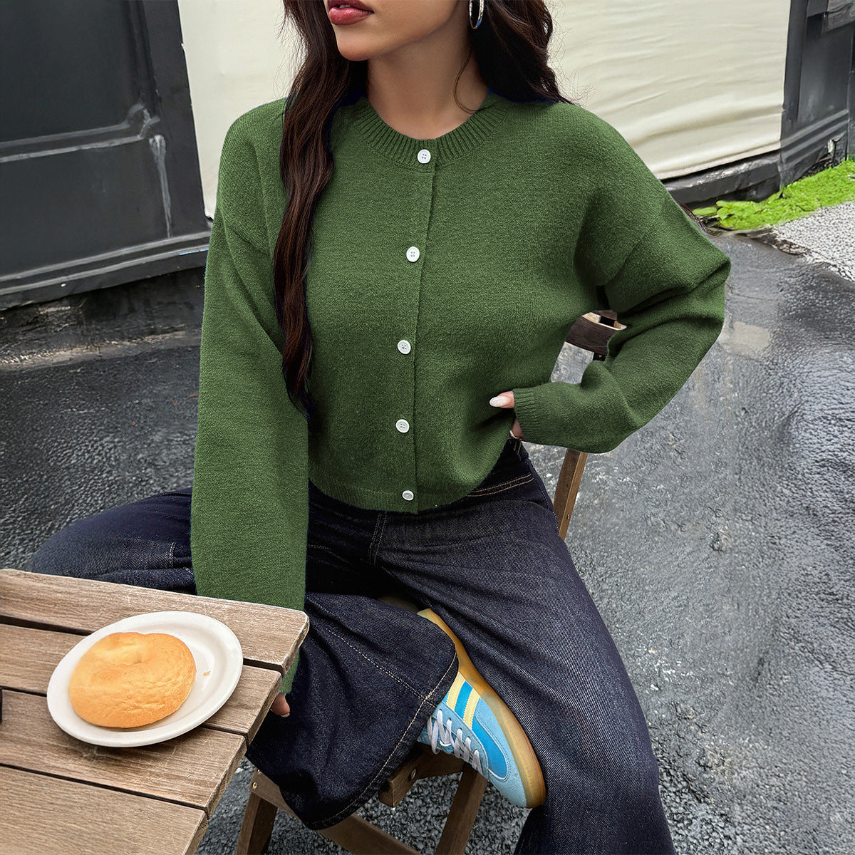 Fashion Solid Color Buttons Jacket