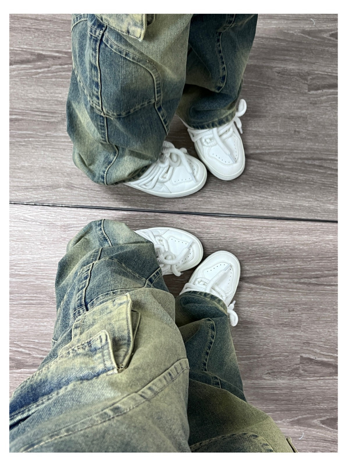 Deconstructed Design Washed Jeans