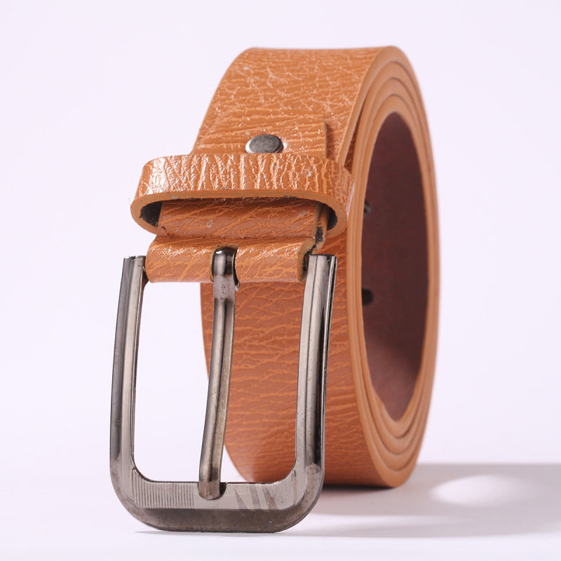 Mens Casual Leather Belt With A Pin Buckle For Pants