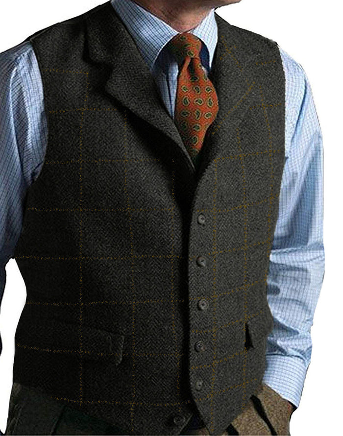 Suits plaid tweed gilet