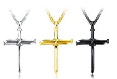 Titanium steel casting steel nails cross pendants necklace jewelry