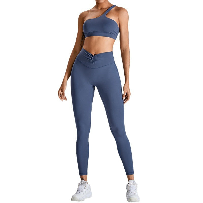 One-Shoulder Yoga Set with High-Waist Leggings