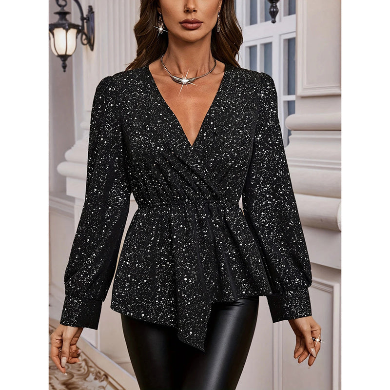 Sparkly Tops Shiny Long Sleeve