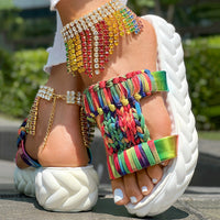Braided Knit Hollow Open Toe Sandals