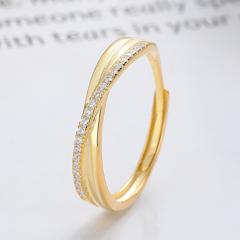 S925 Sterling Silver Line Design Simple All-Match Ring