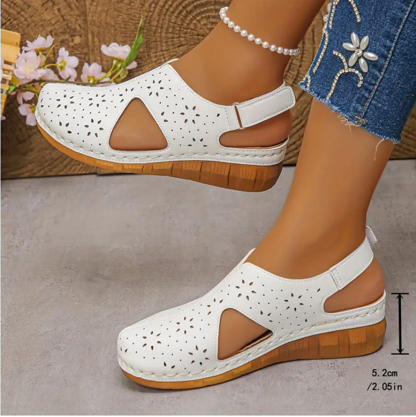 Breathable Velcro-Strap Wedge Sandals