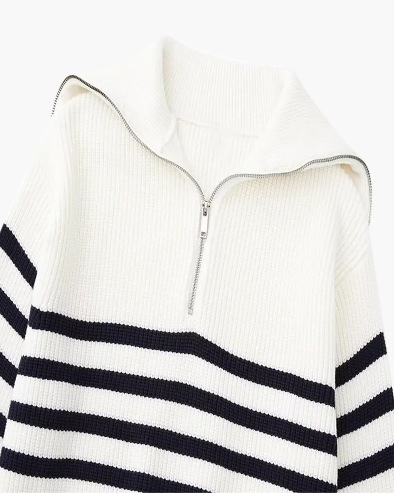 DV Striped Zip-up Sweater