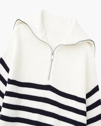 DV Striped Zip-up Sweater